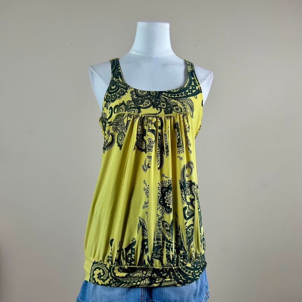 Yoyo Y2K Grunge Yellow All Over Tank Top